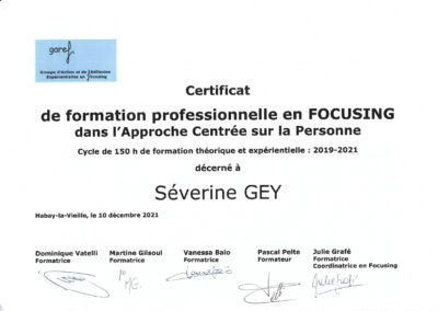 Certificat Focusing